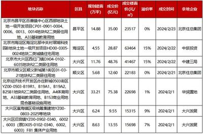 2024年1-2月北京房地產(chǎn)企業(yè)銷售業(yè)績TOP20